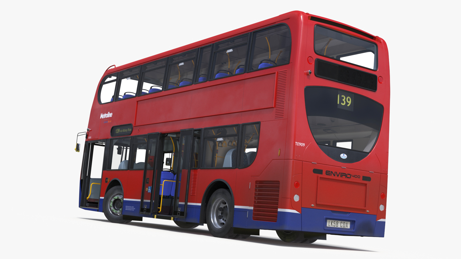 3D London Double Decker Bus Enviro 400 Rigged for Maya