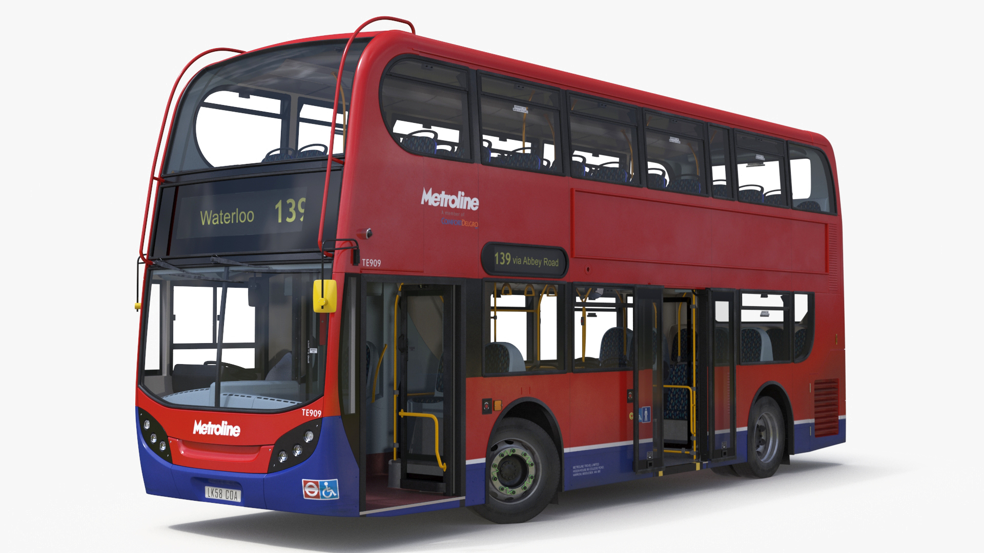 3D London Double Decker Bus Enviro 400 Rigged for Maya
