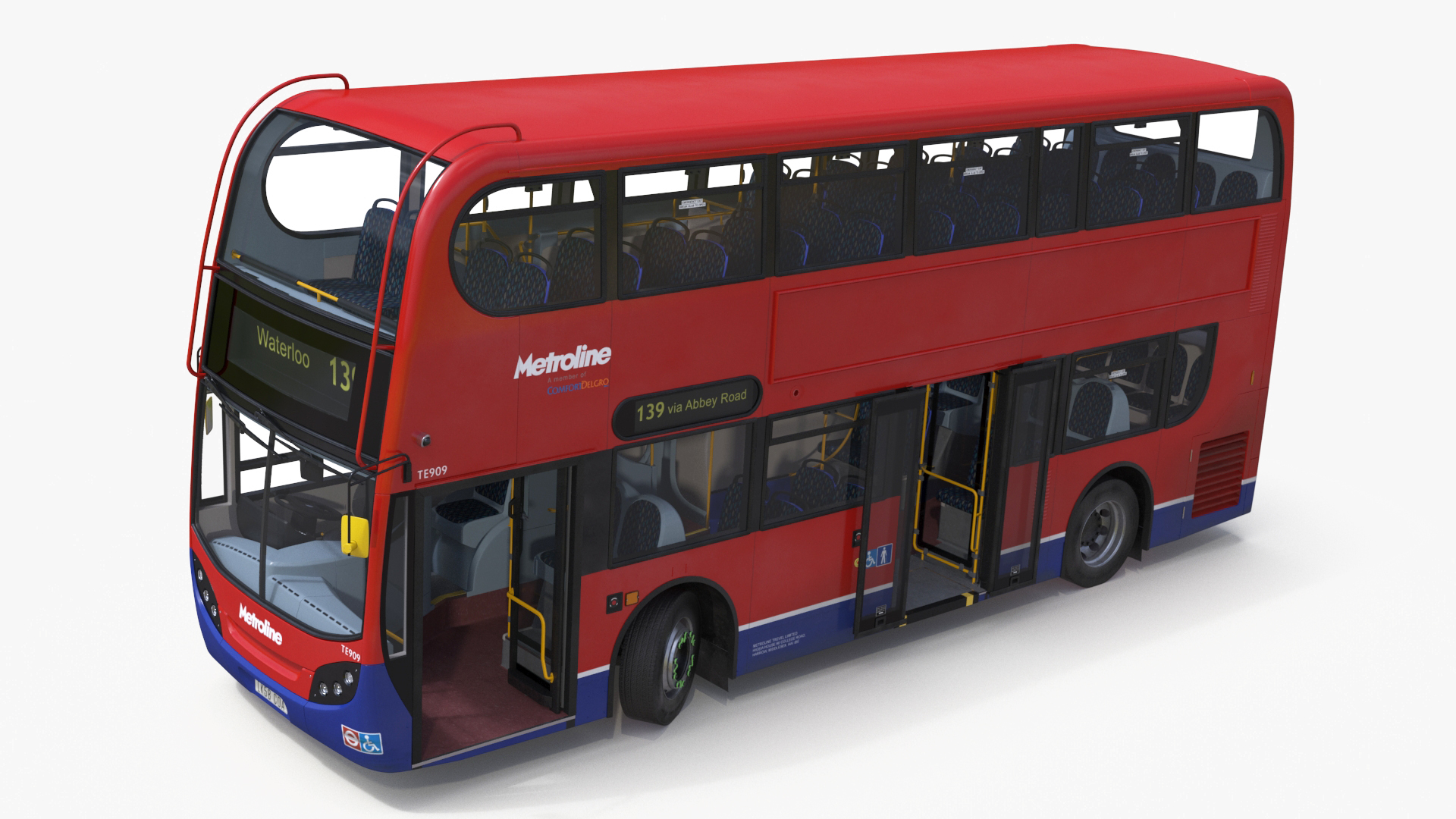 3D London Double Decker Bus Enviro 400 Rigged for Maya