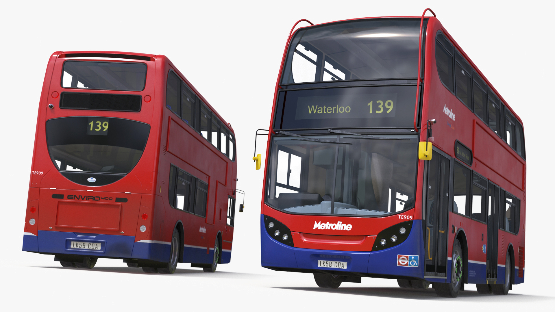 3D London Double Decker Bus Enviro 400 Rigged for Maya