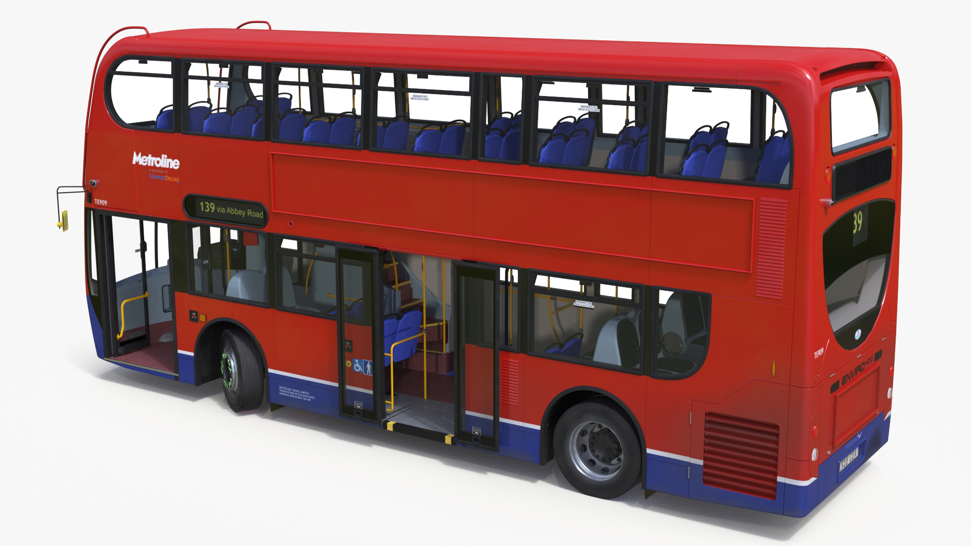 3D London Double Decker Bus Enviro 400 Rigged for Maya