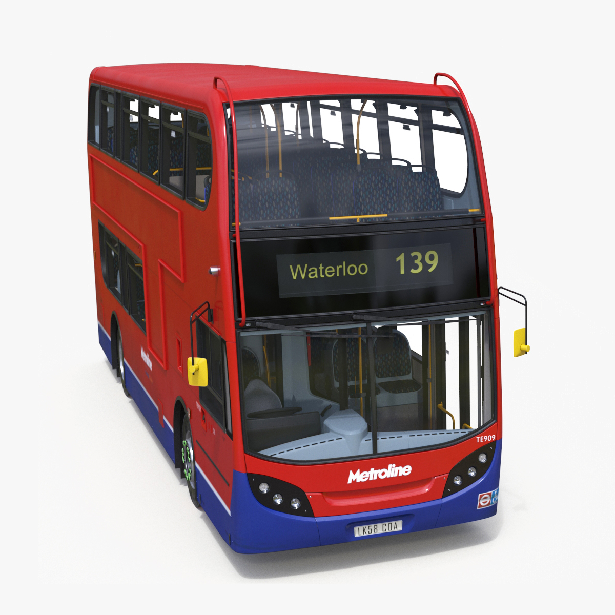 3D London Double Decker Bus Enviro 400 Rigged for Maya