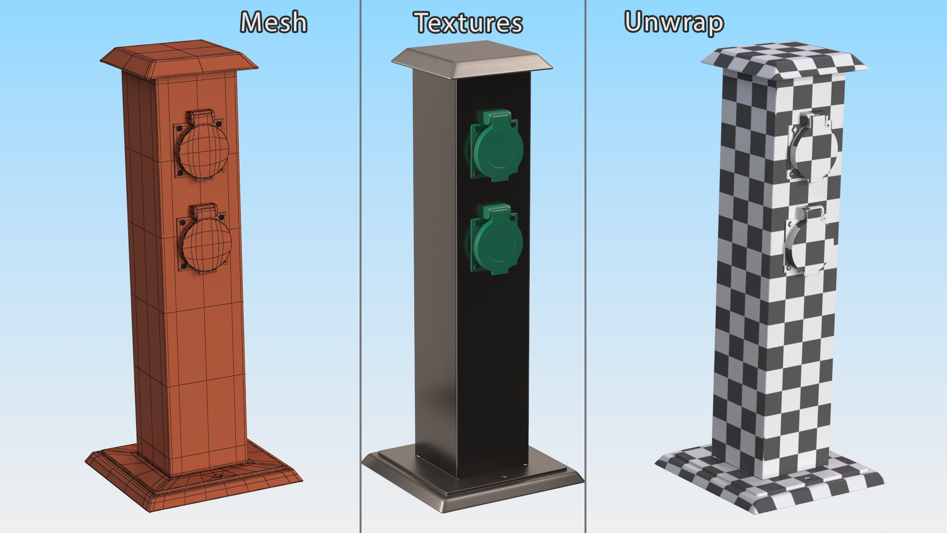 Garden Energy Column with 4 Socket 3D model