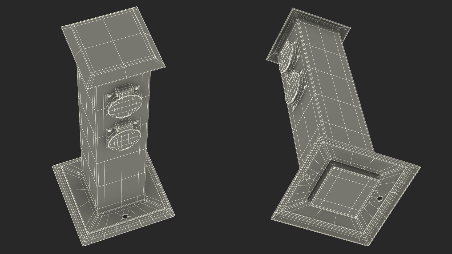 Garden Energy Column with 4 Socket 3D model
