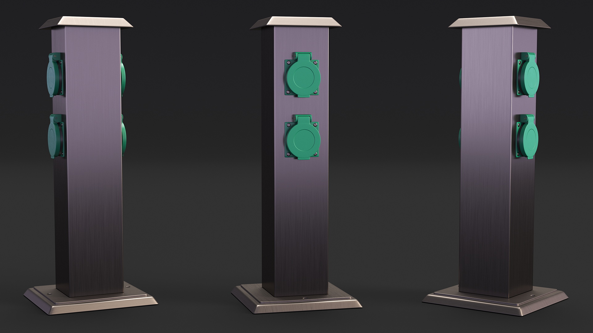 Garden Energy Column with 4 Socket 3D model