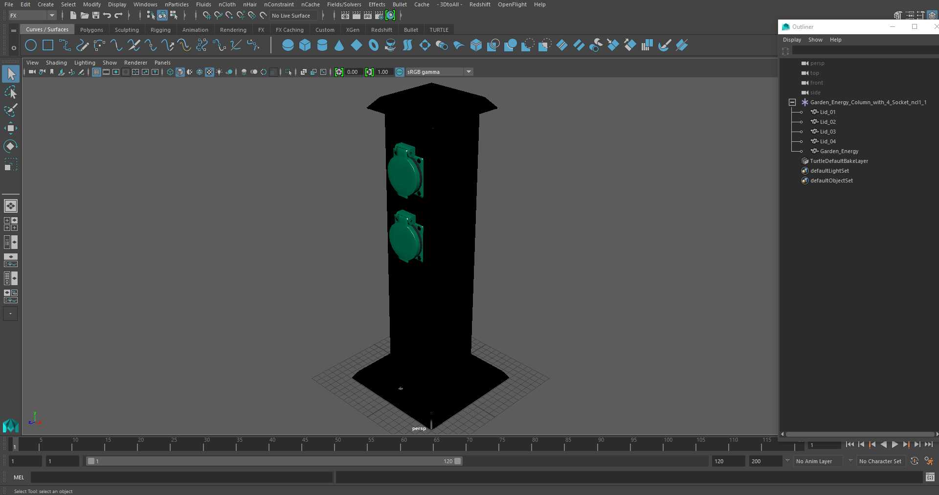 Garden Energy Column with 4 Socket 3D model