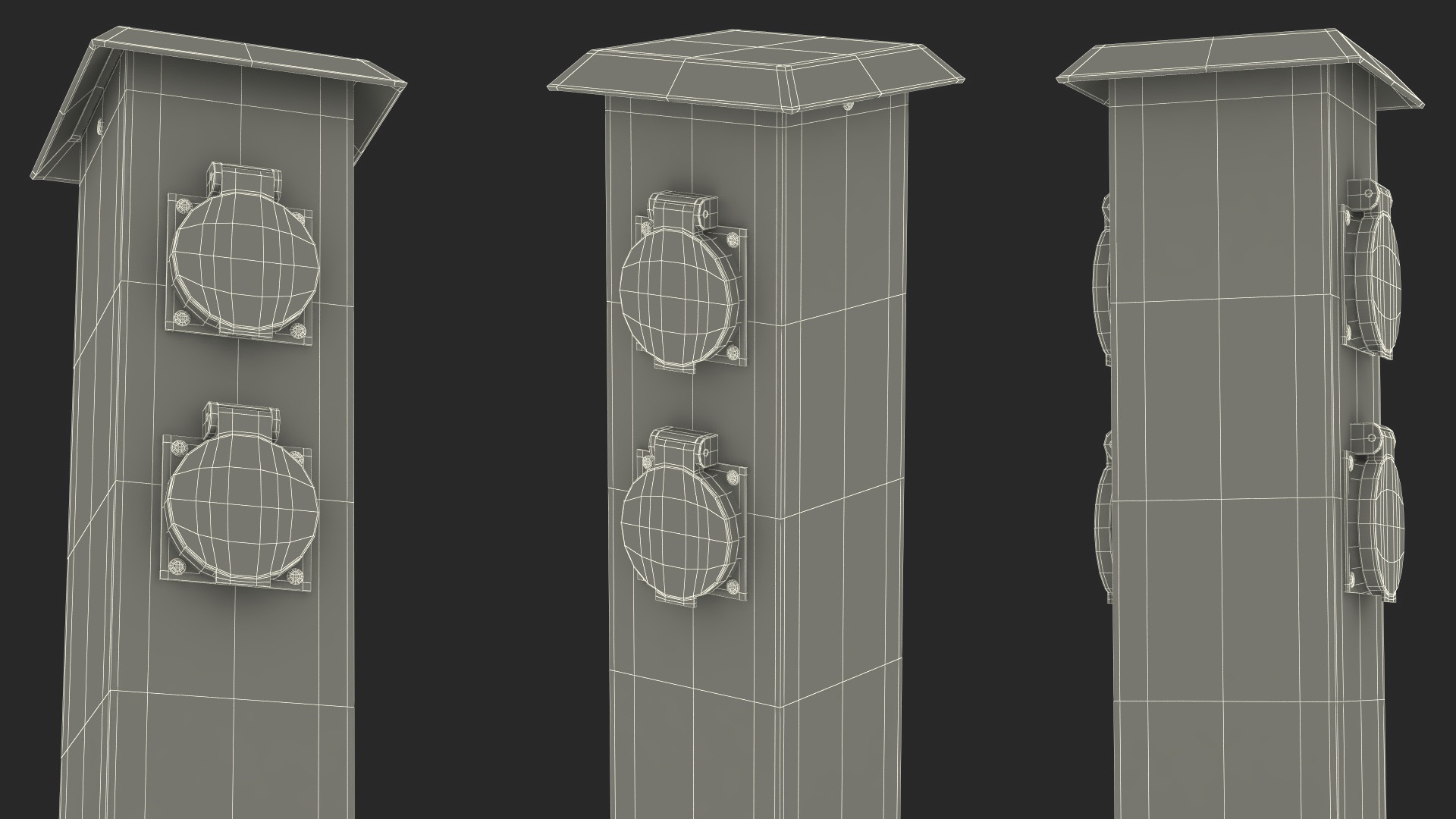 Garden Energy Column with 4 Socket 3D model
