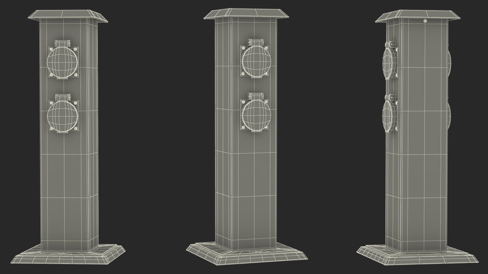 Garden Energy Column with 4 Socket 3D model