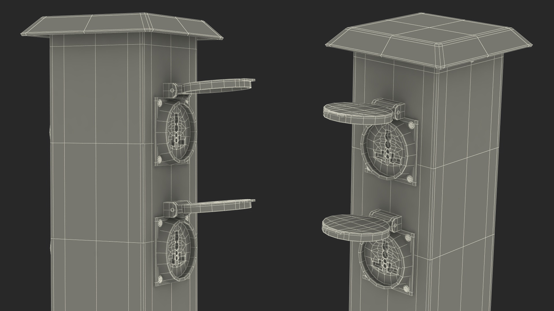 Garden Energy Column with 4 Socket 3D model