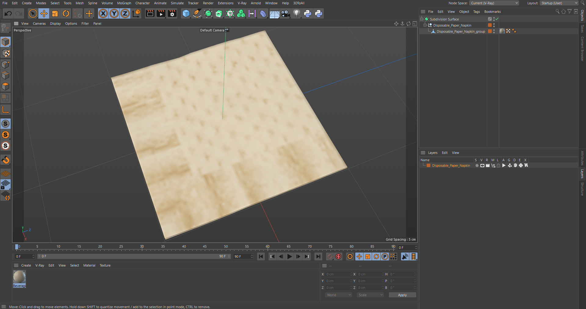 3D Disposable Paper Napkin model