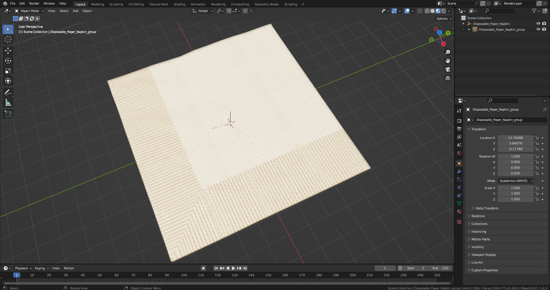 3D Disposable Paper Napkin model