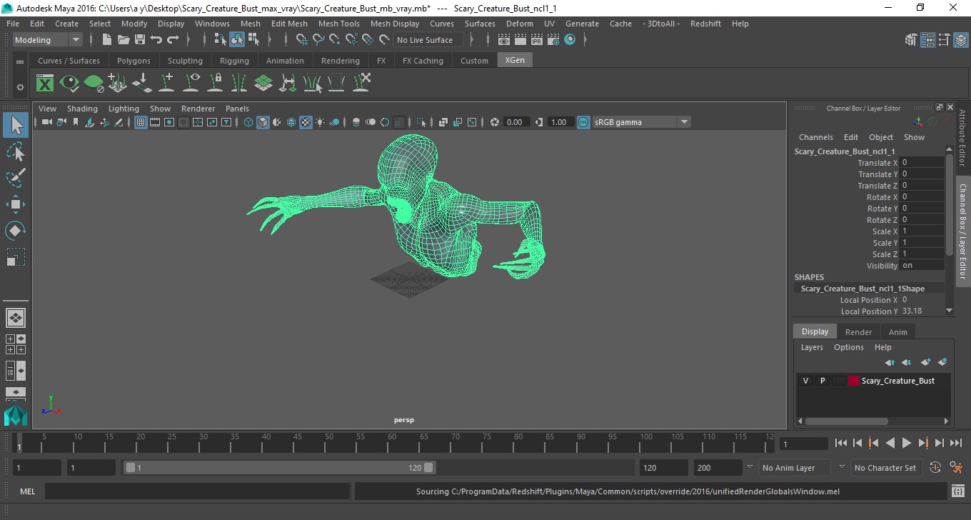 Scary Creature Bust 3D model