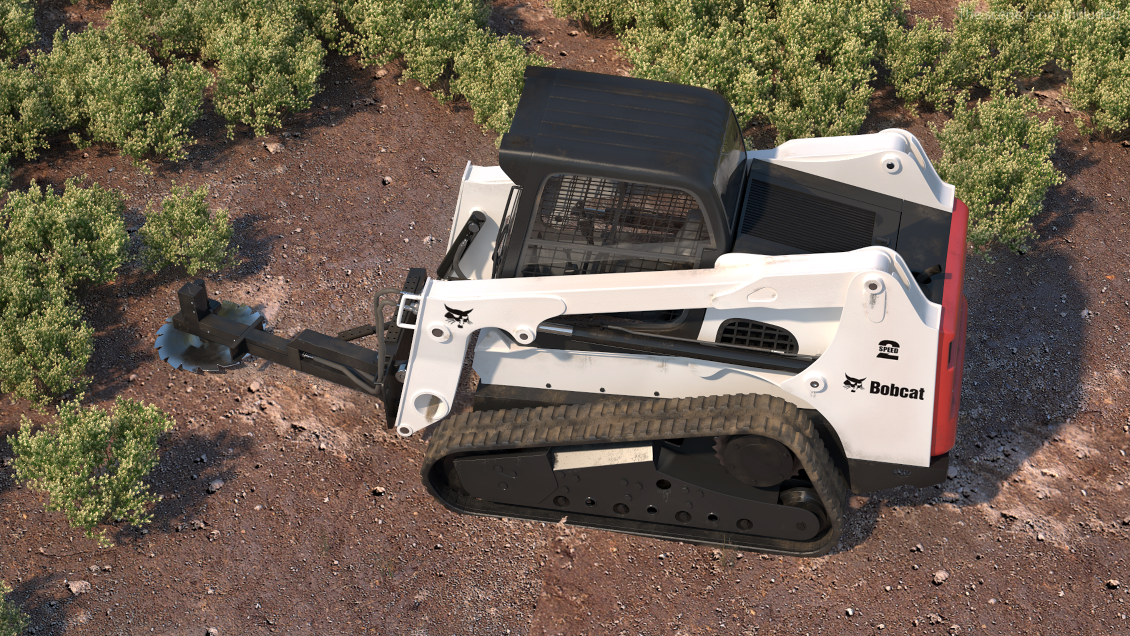 3D Compact Track Loader with Brush Saw Attachment Rigged model