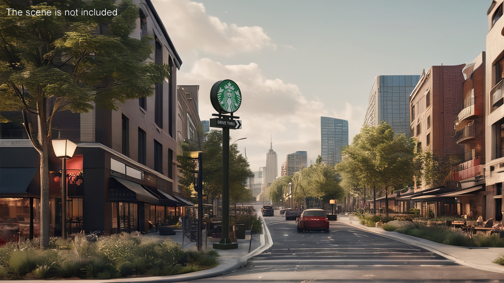3D Tall Starbucks Drive Thru Signage model