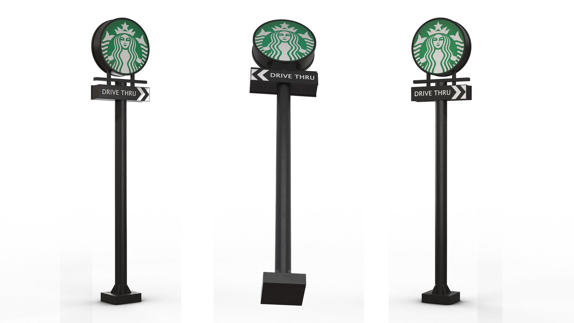 3D Tall Starbucks Drive Thru Signage model