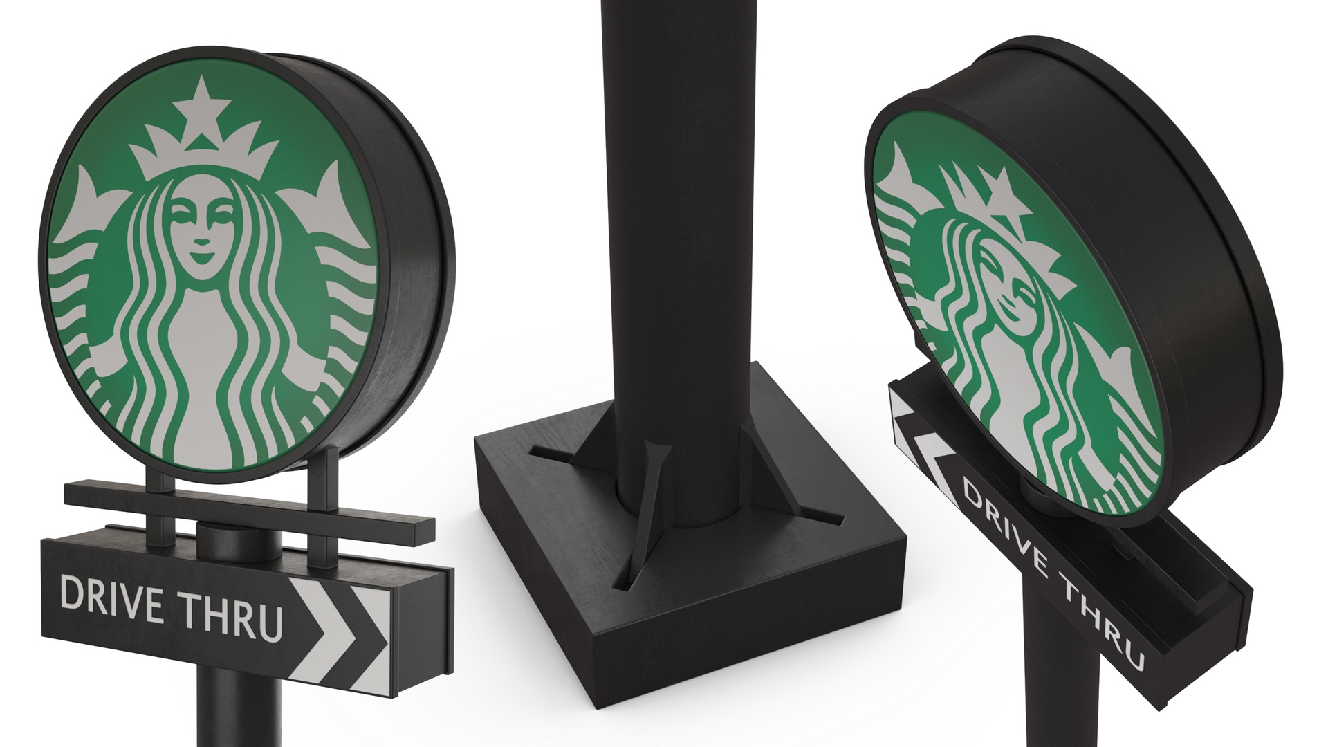 3D Tall Starbucks Drive Thru Signage model