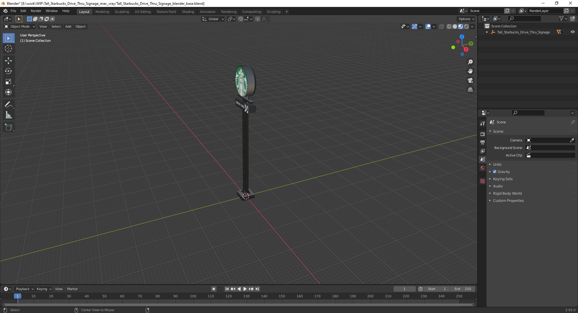 3D Tall Starbucks Drive Thru Signage model