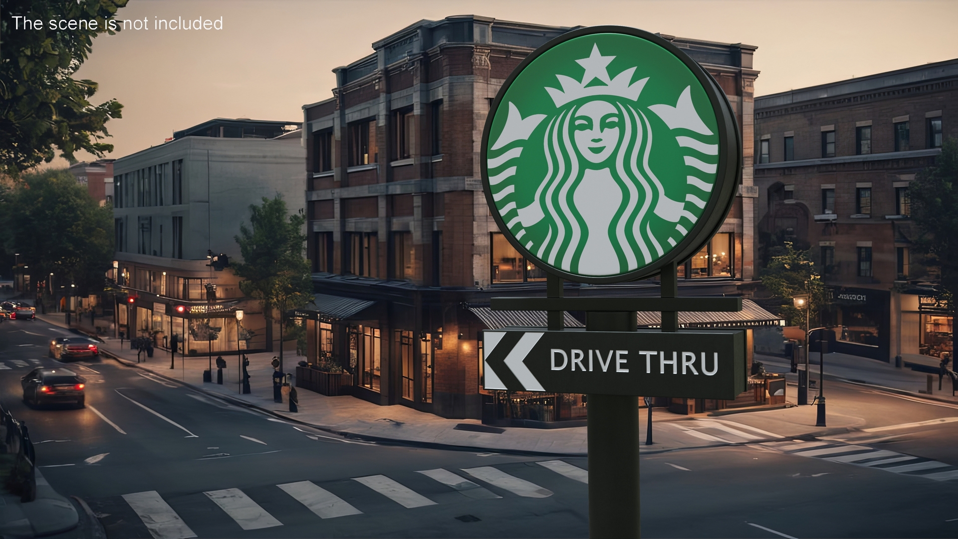 3D Tall Starbucks Drive Thru Signage model