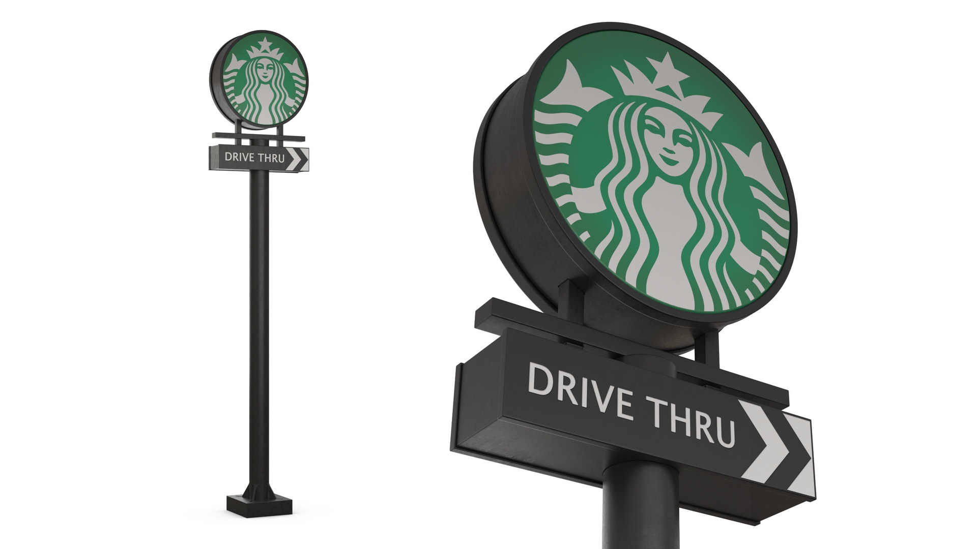 3D Tall Starbucks Drive Thru Signage model