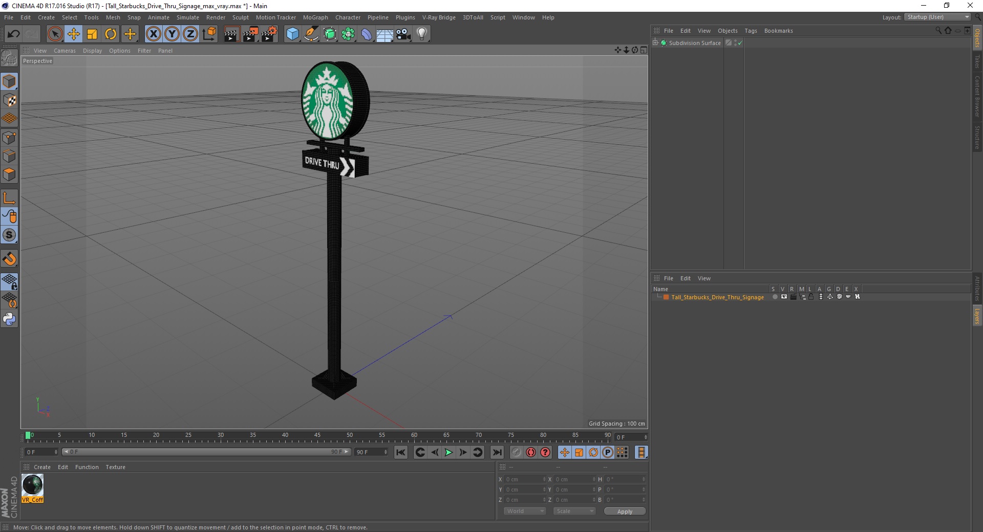 3D Tall Starbucks Drive Thru Signage model