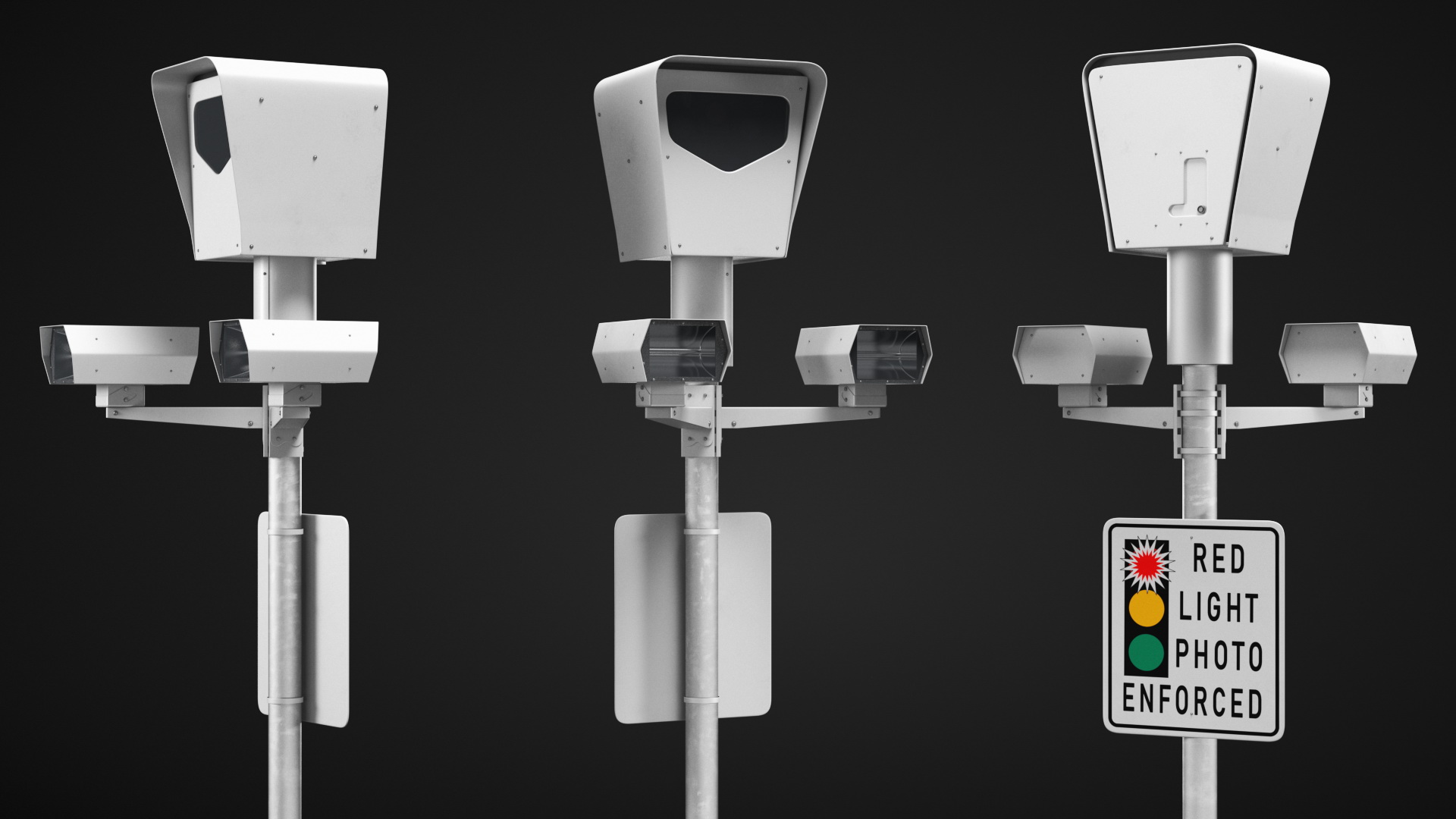 3D model Traffic Control Red Light Camera on Pole