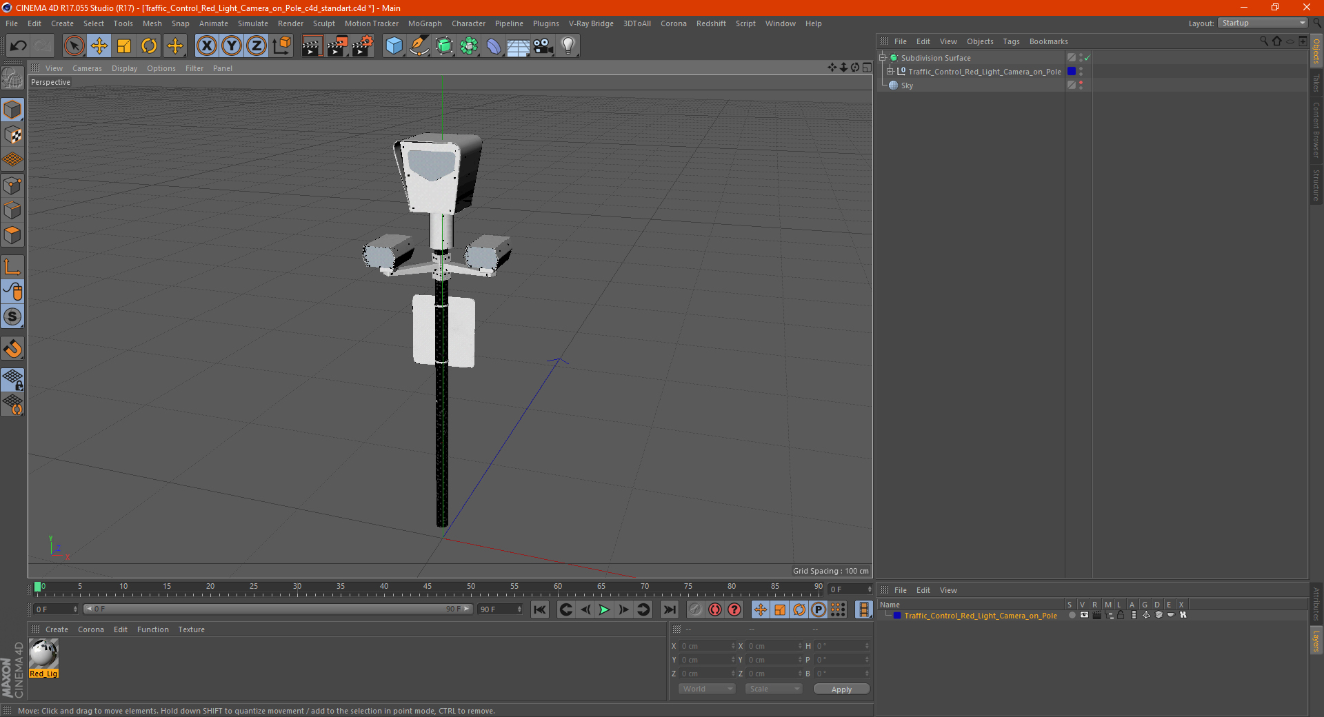 3D model Traffic Control Red Light Camera on Pole