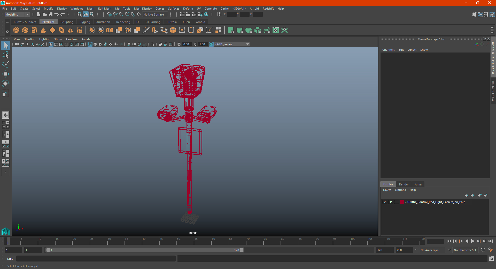 3D model Traffic Control Red Light Camera on Pole