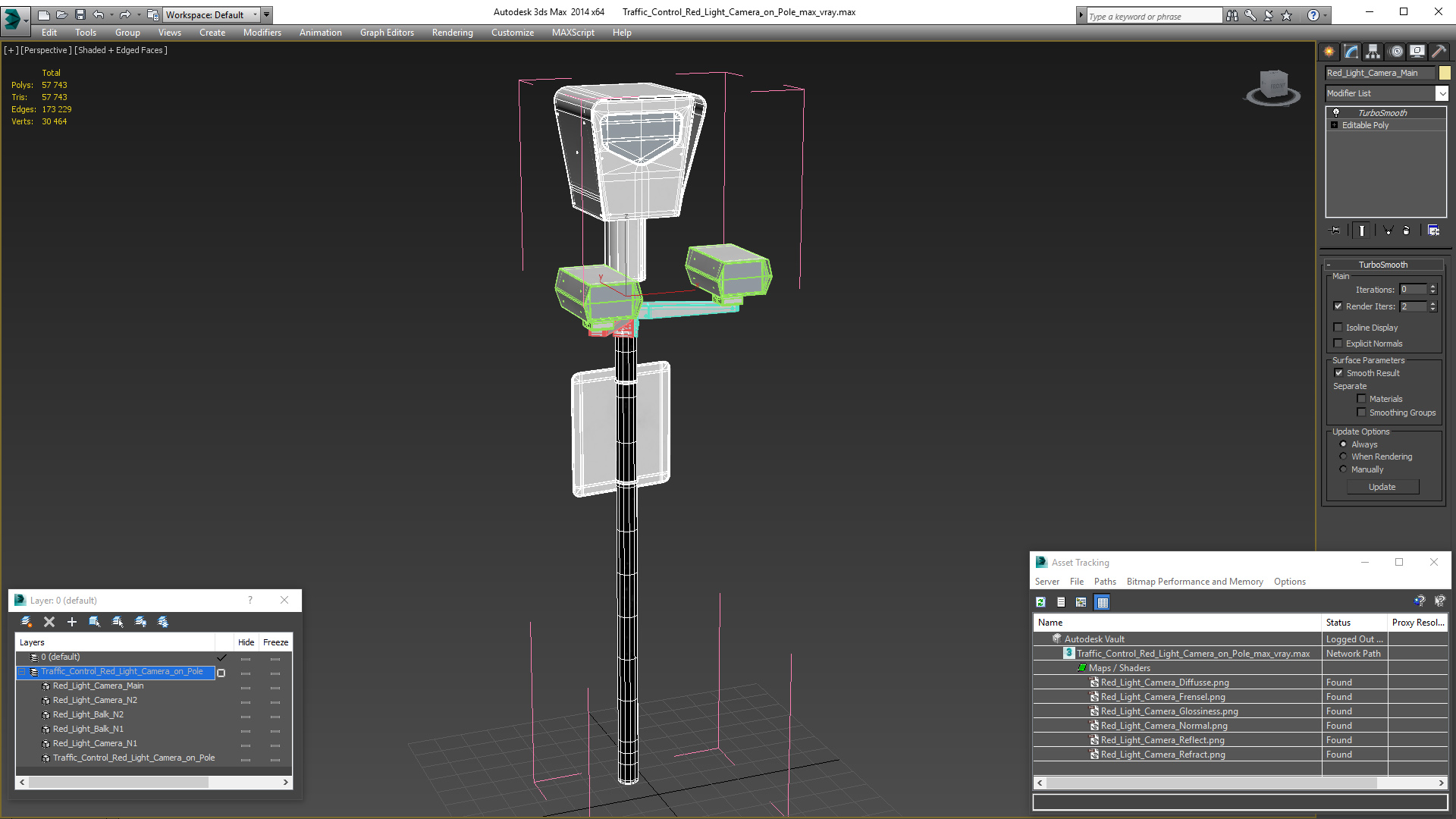 3D model Traffic Control Red Light Camera on Pole