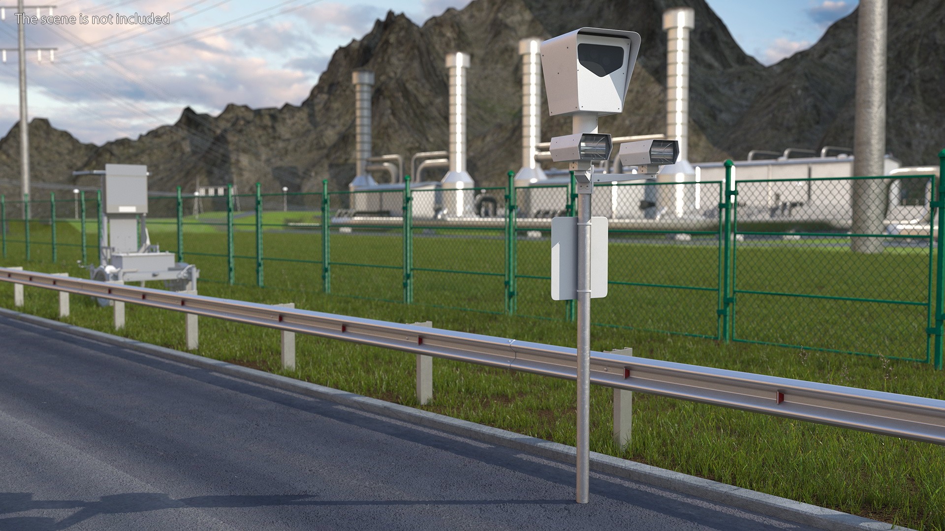 3D model Traffic Control Red Light Camera on Pole