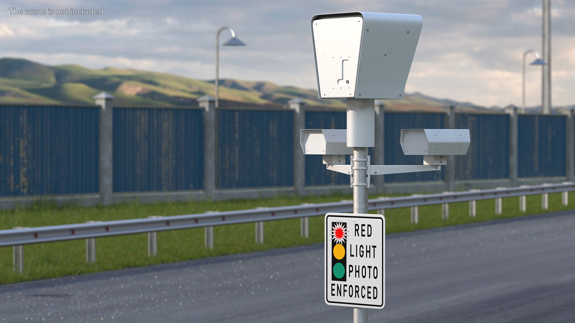 3D model Traffic Control Red Light Camera on Pole