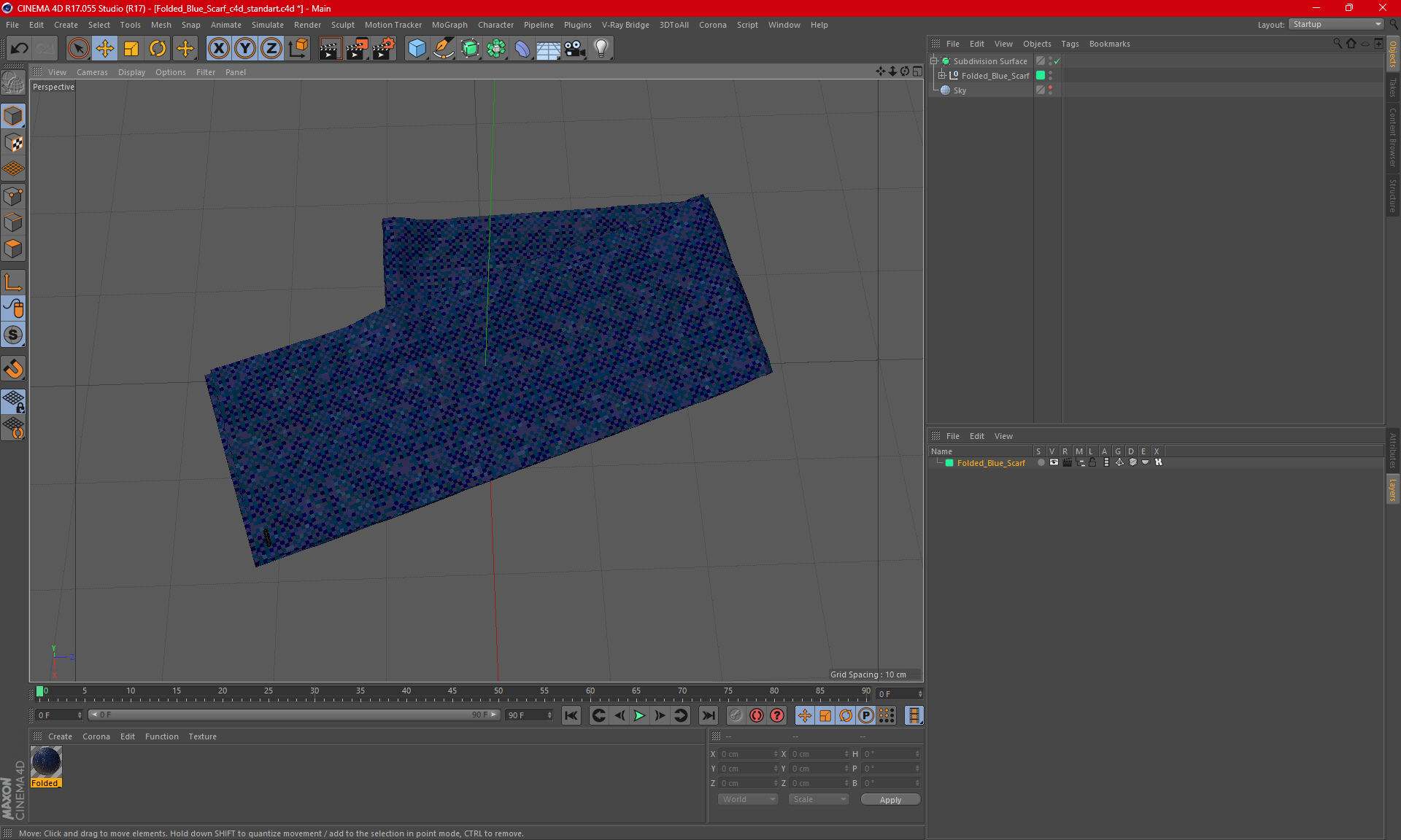 Folded Blue Scarf 3D