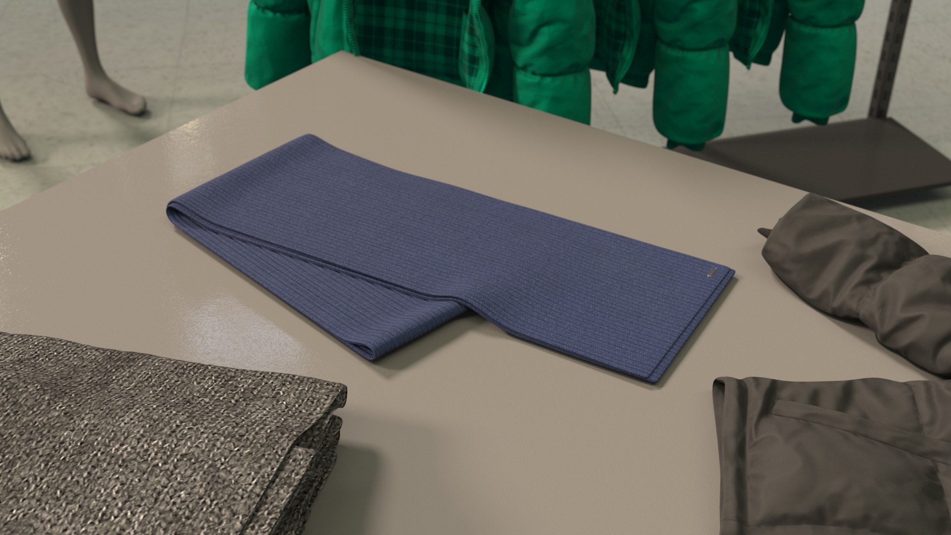 Folded Blue Scarf 3D