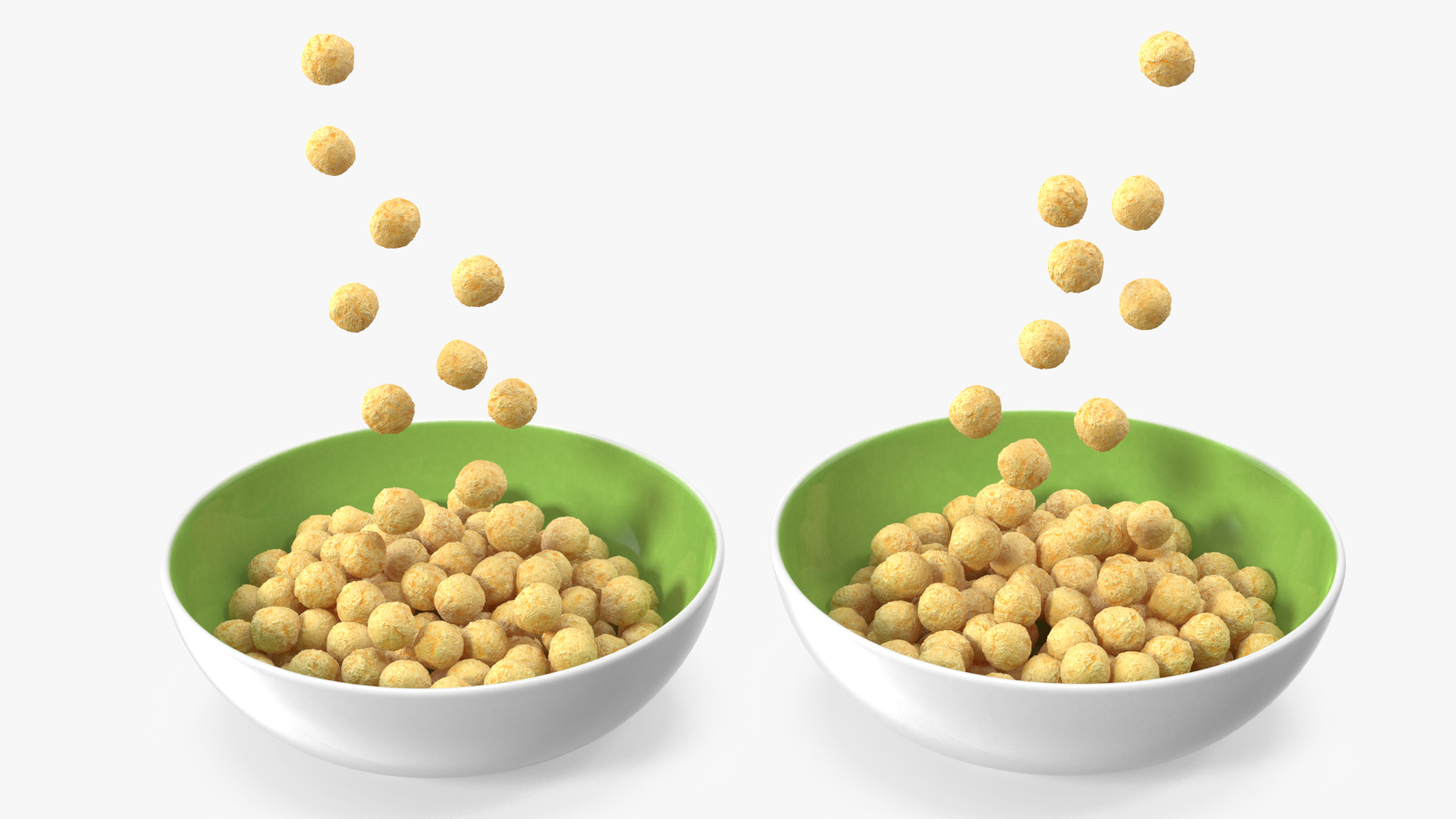 3D model Cereal Balls Falling into Bowl