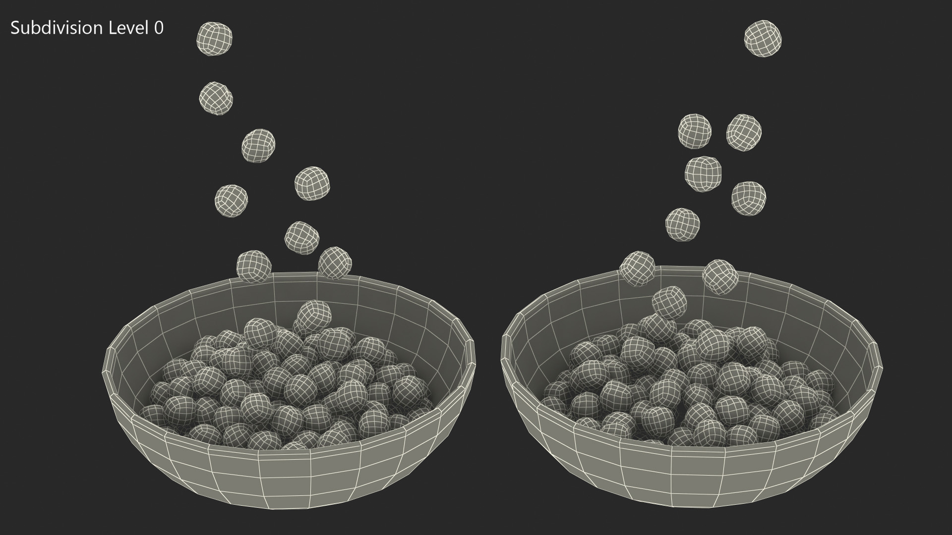 3D model Cereal Balls Falling into Bowl