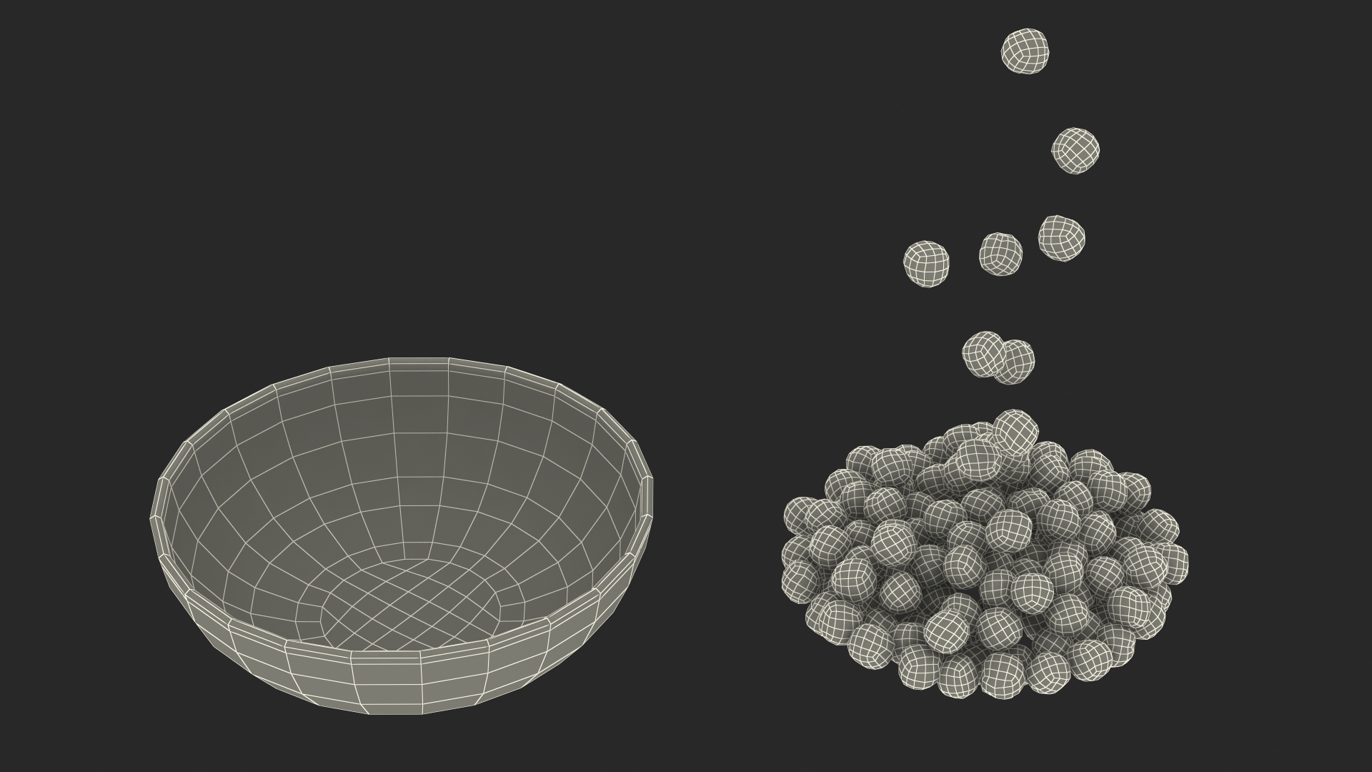 3D model Cereal Balls Falling into Bowl