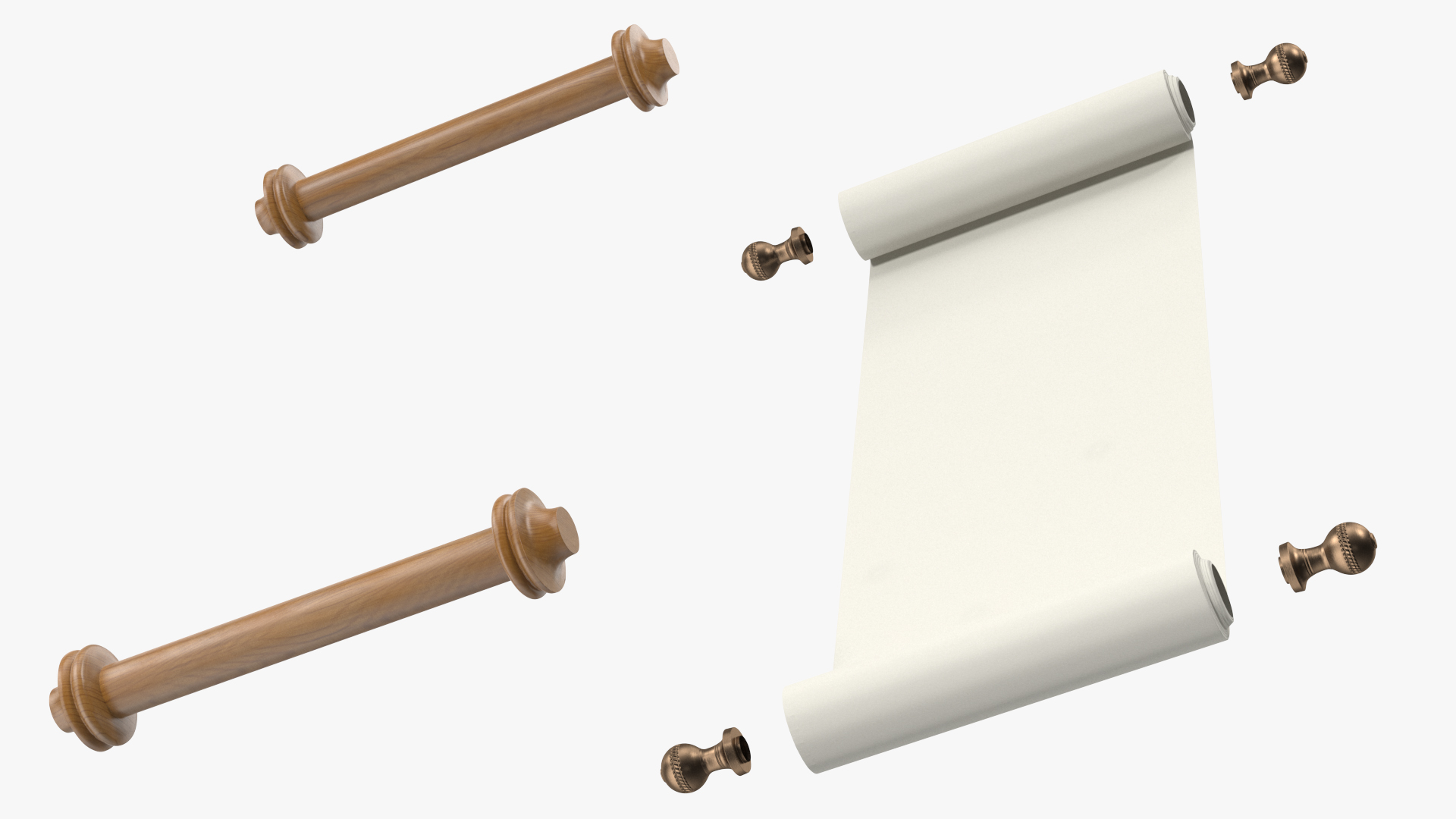 Unfolded Blank Paper Scroll 3D