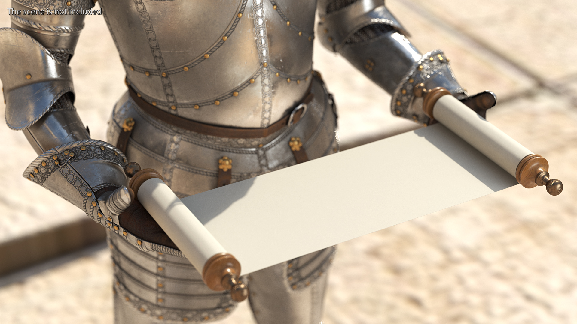 Unfolded Blank Paper Scroll 3D