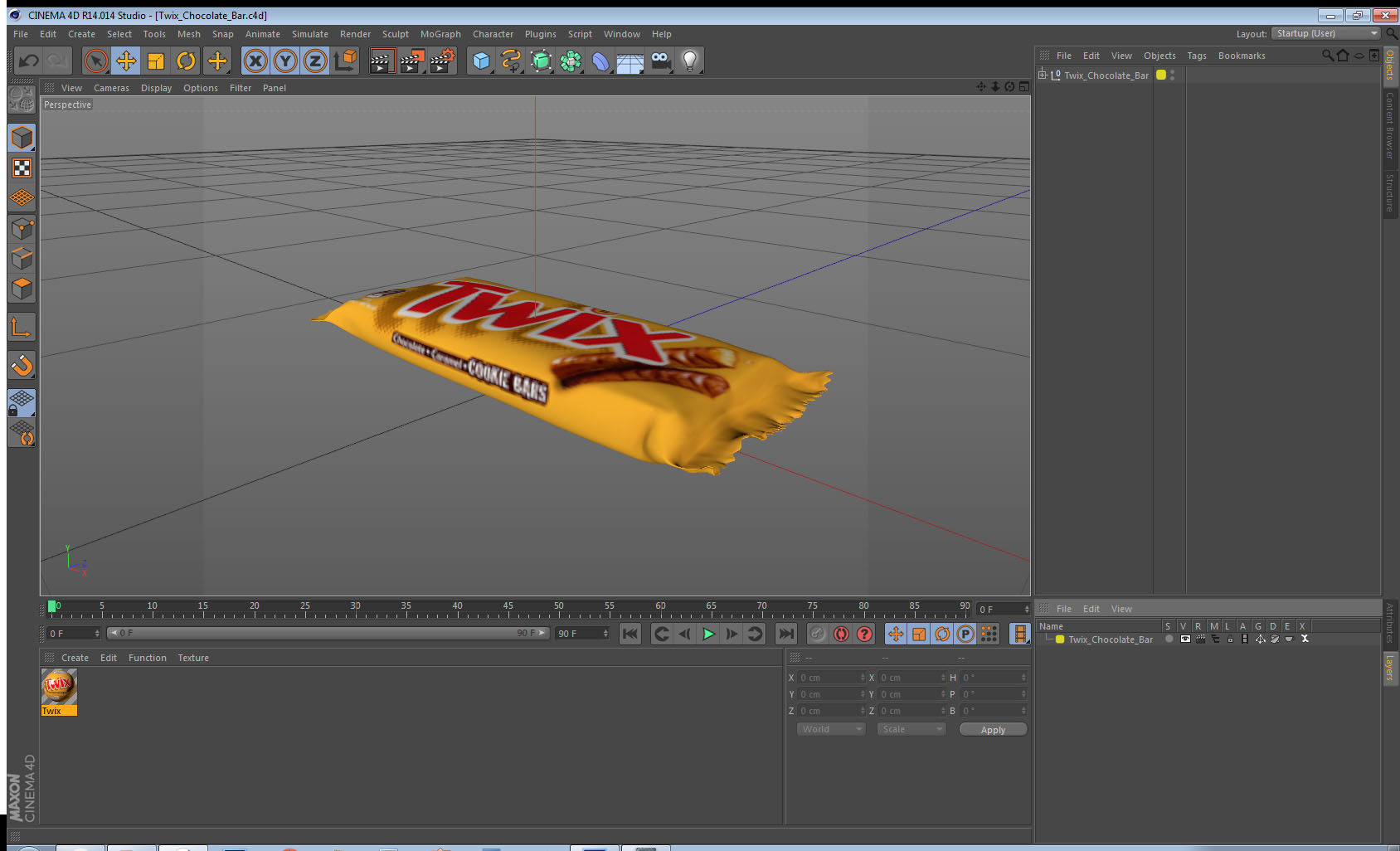 3D Twix Chocolate Bar model