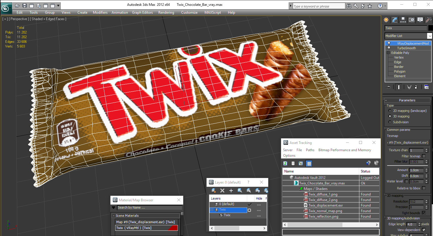 3D Twix Chocolate Bar model
