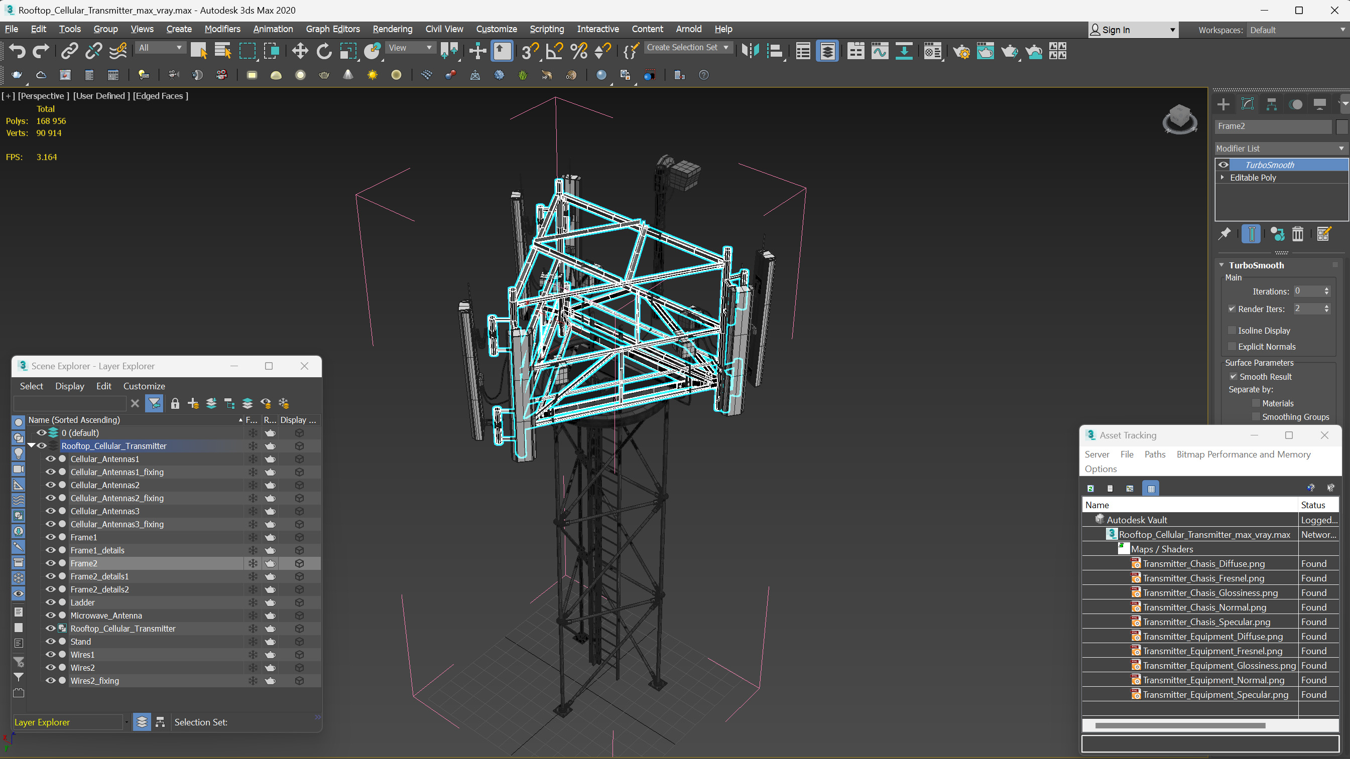 3D Rooftop Cellular Transmitter model
