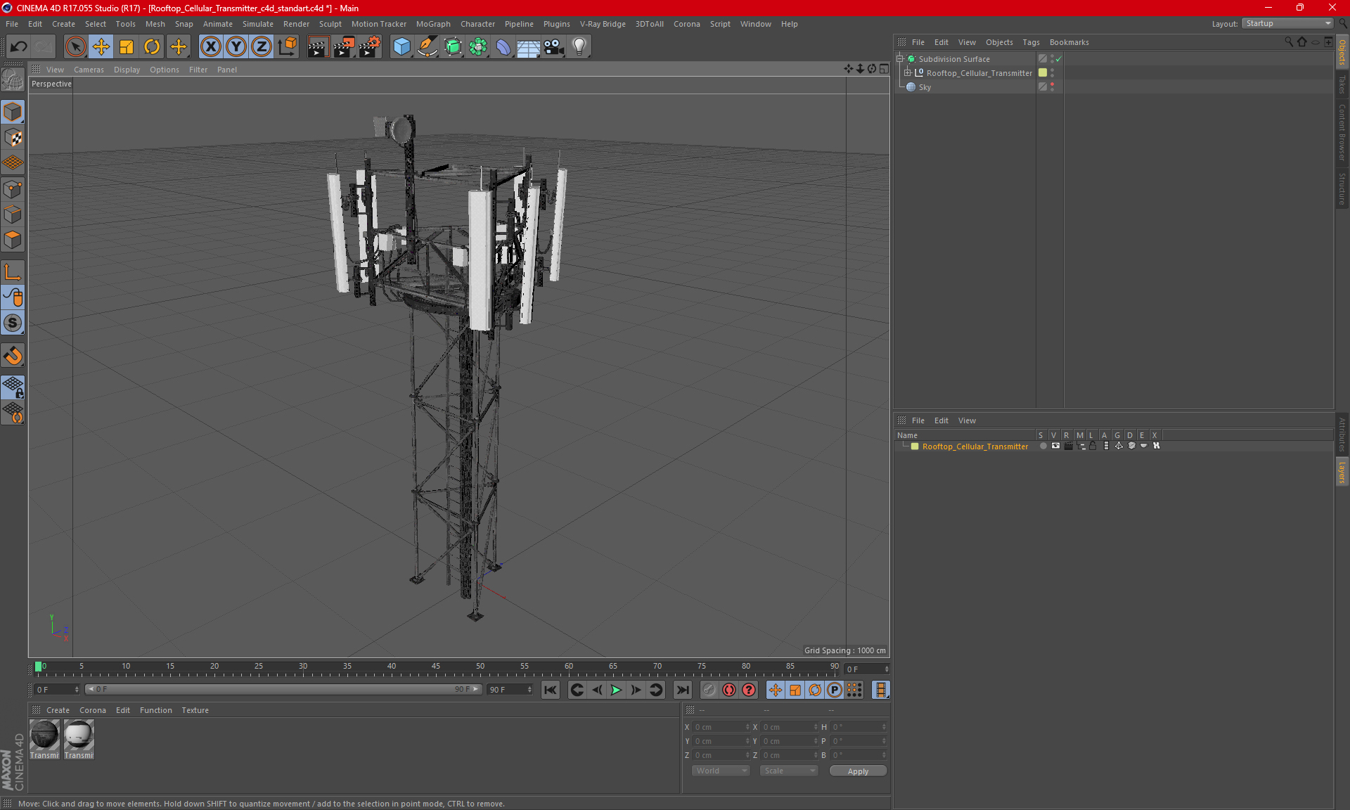 3D Rooftop Cellular Transmitter model