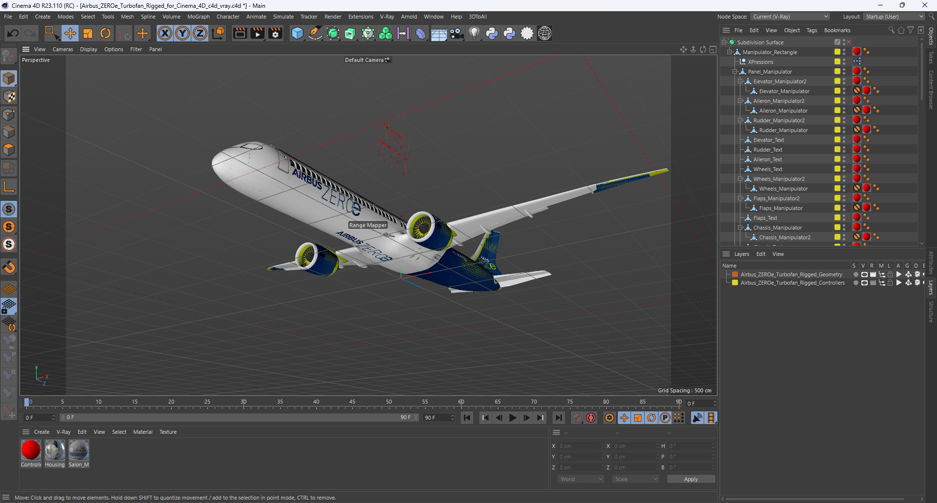Airbus ZEROe Turbofan Rigged for Cinema 4D 3D