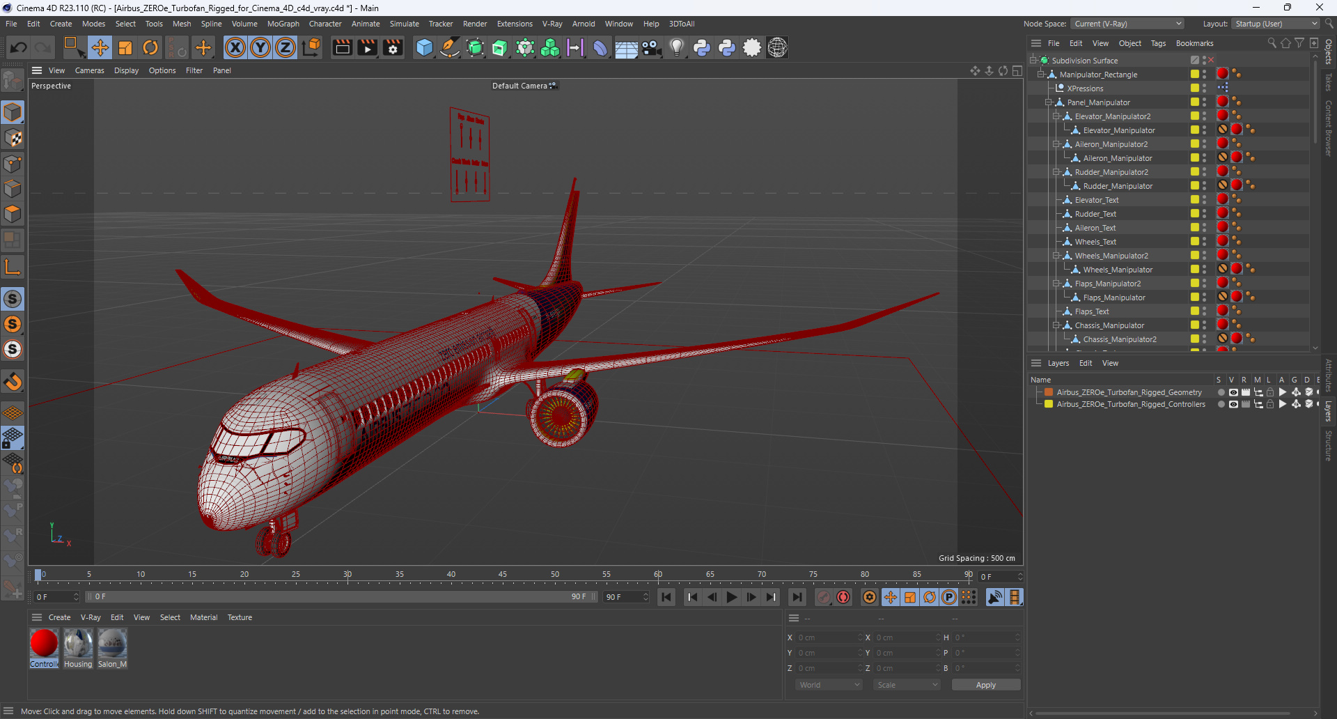 Airbus ZEROe Turbofan Rigged for Cinema 4D 3D