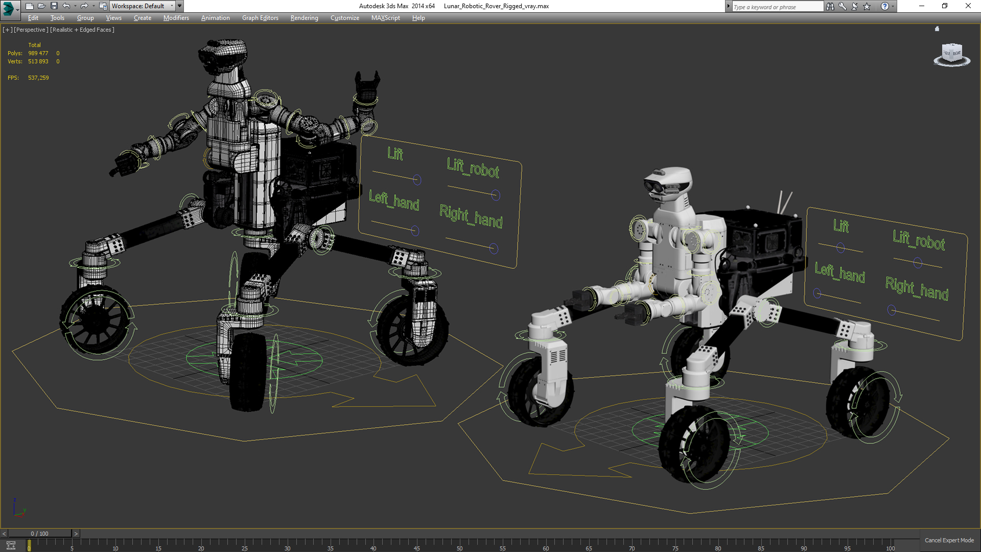 3D model Lunar Robotic Rover Rigged for Maya
