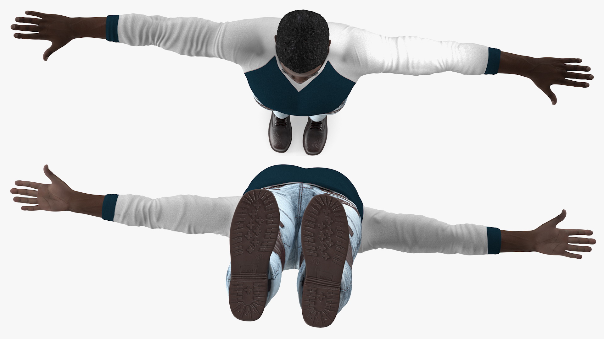 3D Afro American Man in City Style T Pose model
