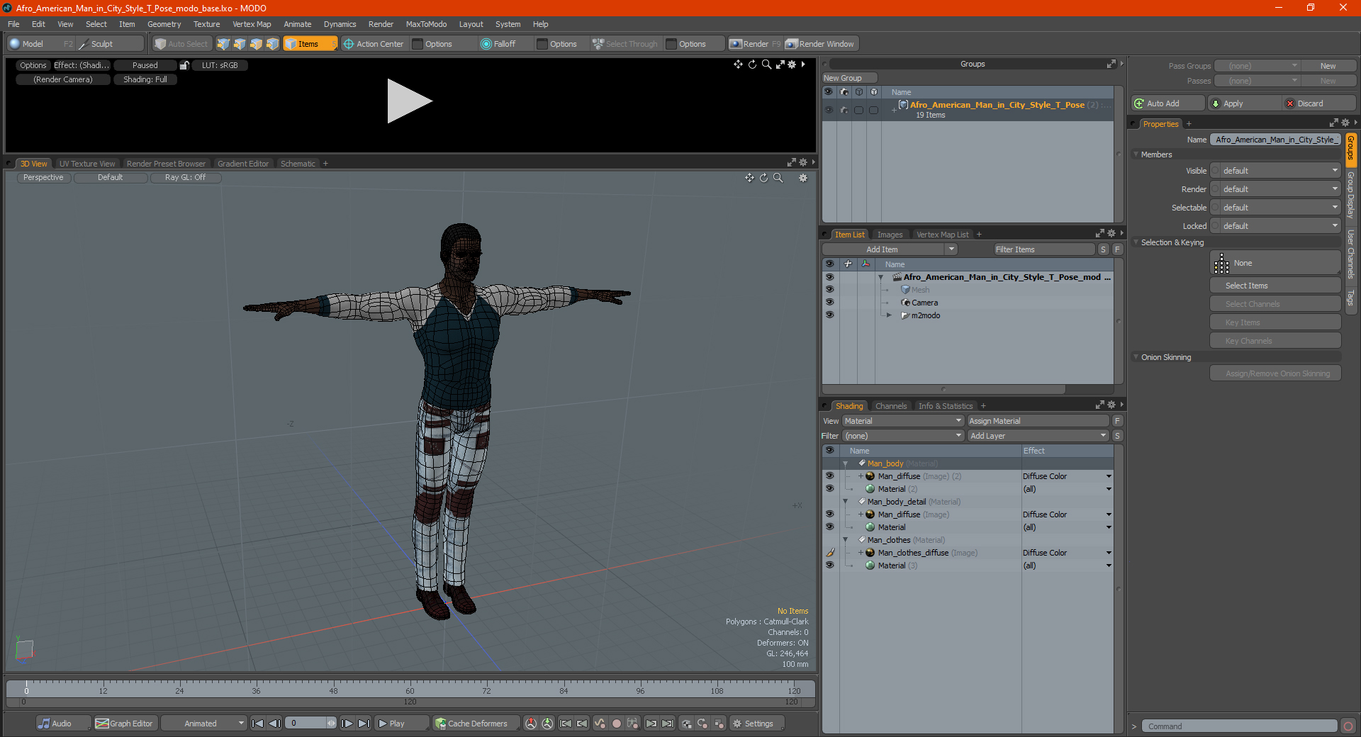 3D Afro American Man in City Style T Pose model
