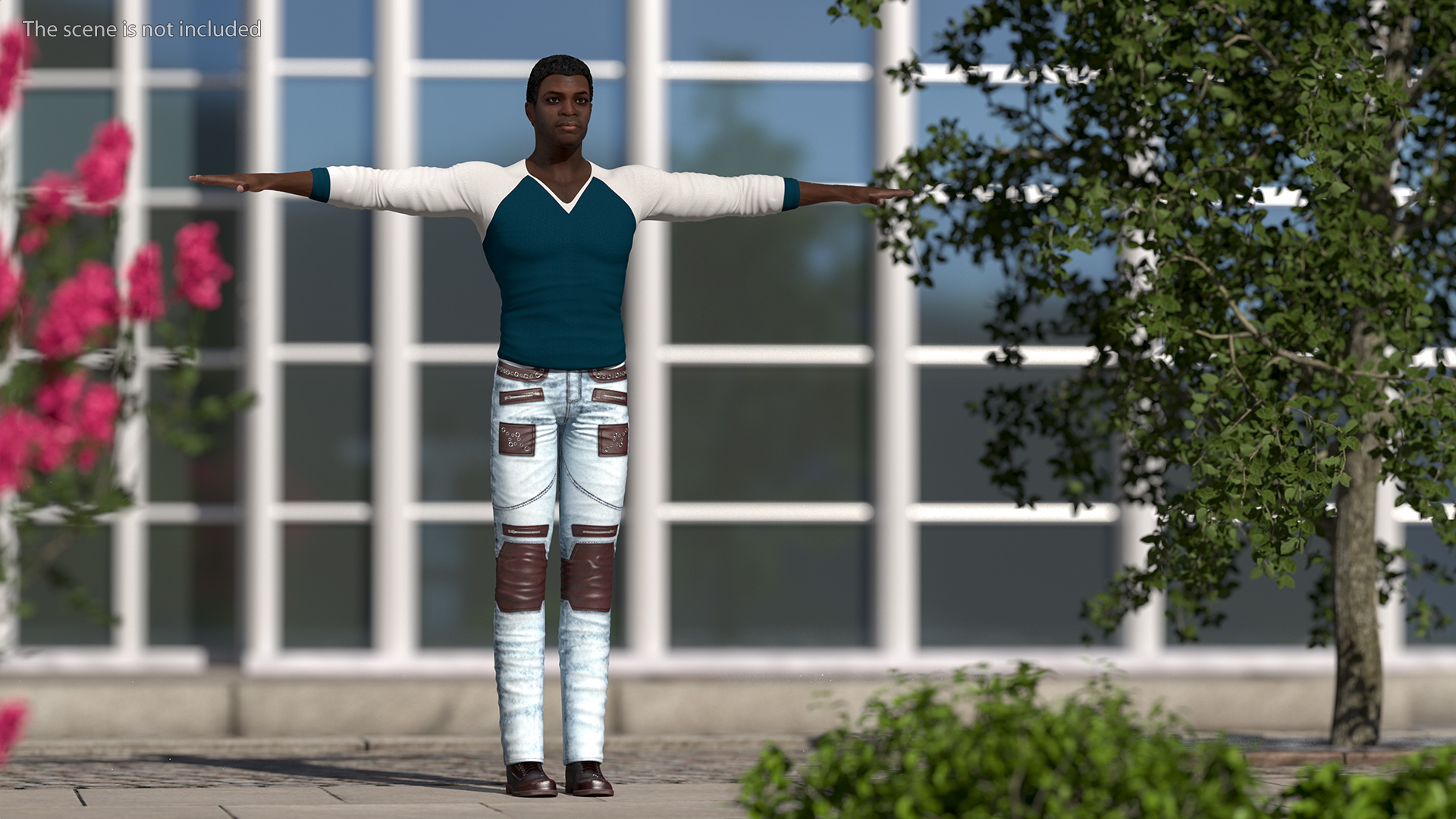 3D Afro American Man in City Style T Pose model