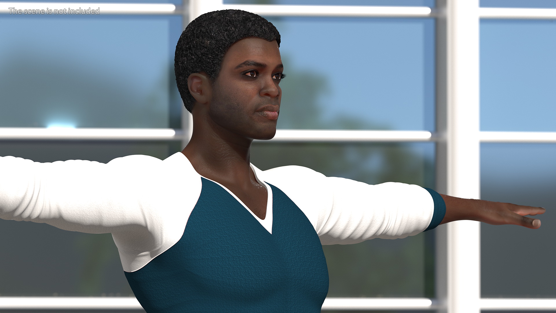 3D Afro American Man in City Style T Pose model