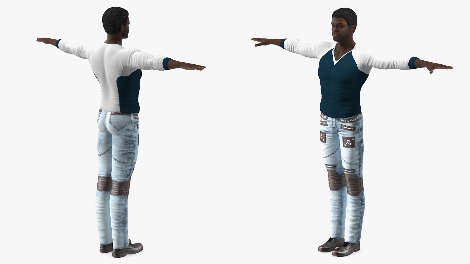 3D Afro American Man in City Style T Pose model