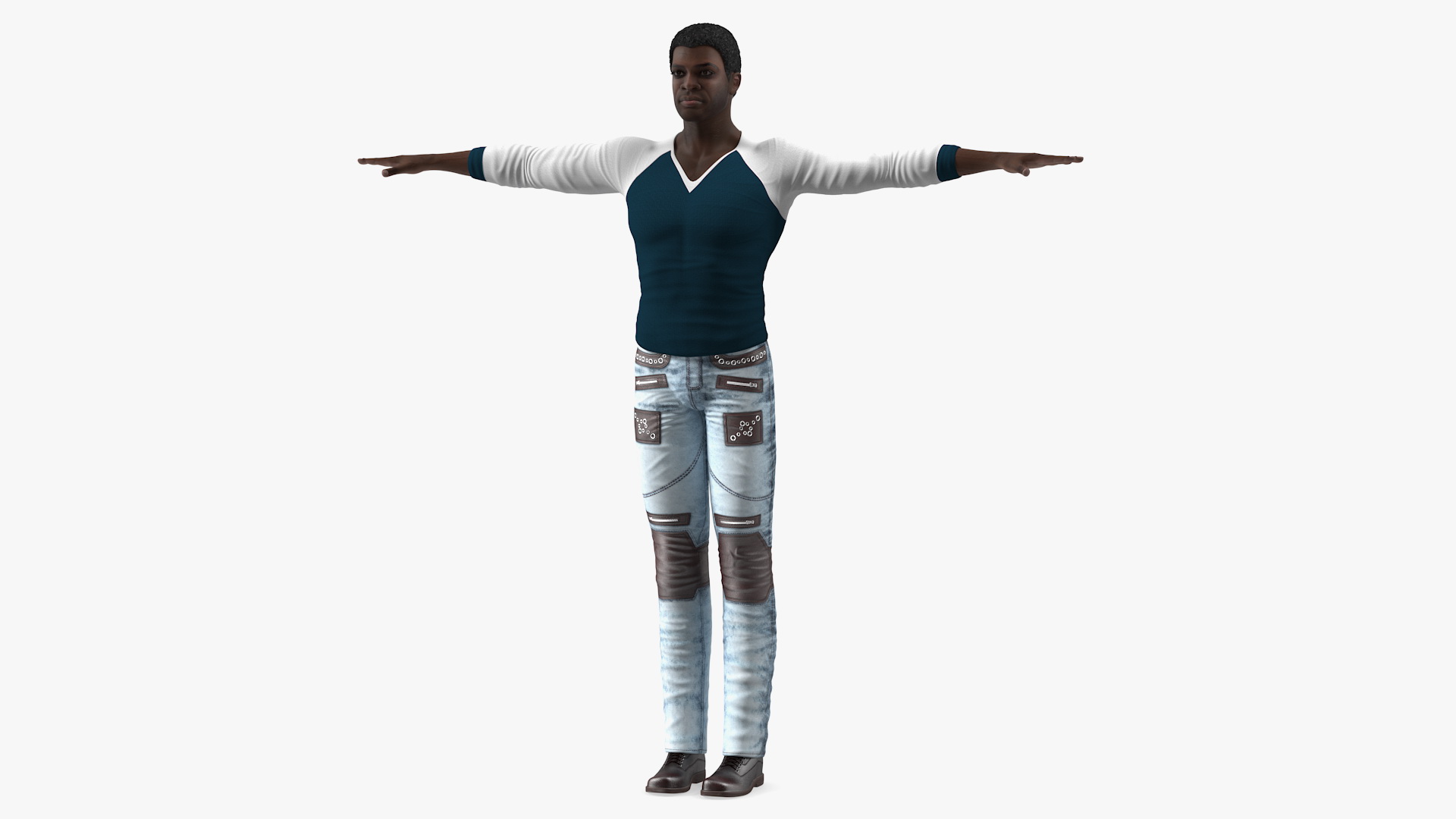 3D Afro American Man in City Style T Pose model